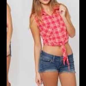 Plaid tie tank top
